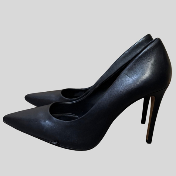 Karl Lagerfeld Paris Stiletto Heels Pointed Toe Leather Black Women's 10M/41B - Picture 2 of 12